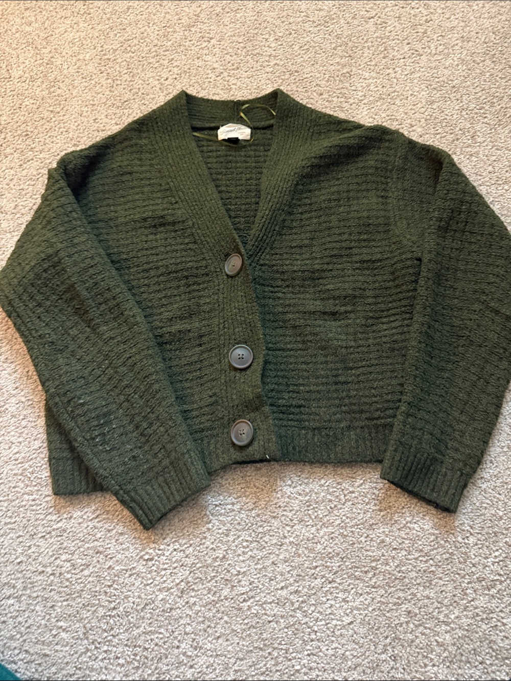 Universal Thread Dark Green Ribbed V-Neck Button Cardigan